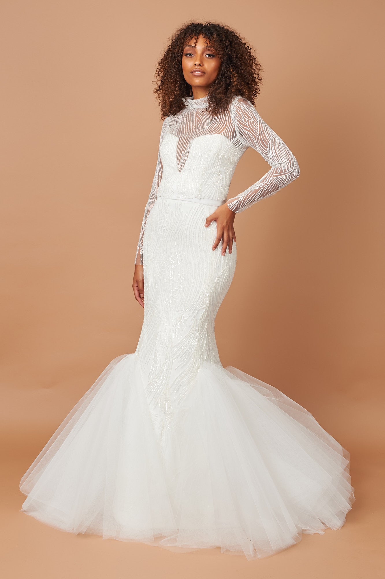 Fishtail white wedding dress best sale