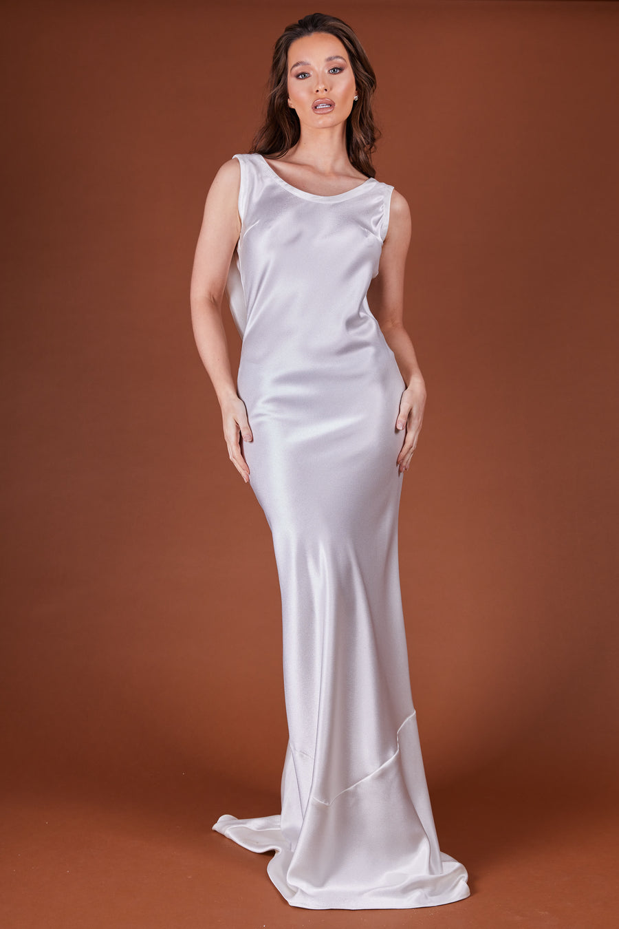 Ivory Satin Cowl Back Bridal Gown