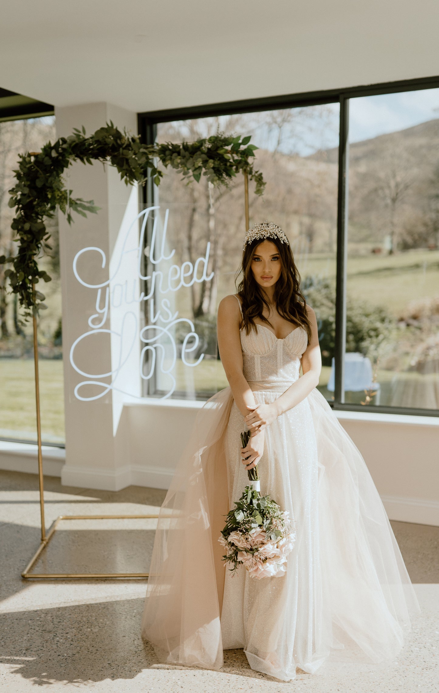 Beige Sparkle Tulle Dress