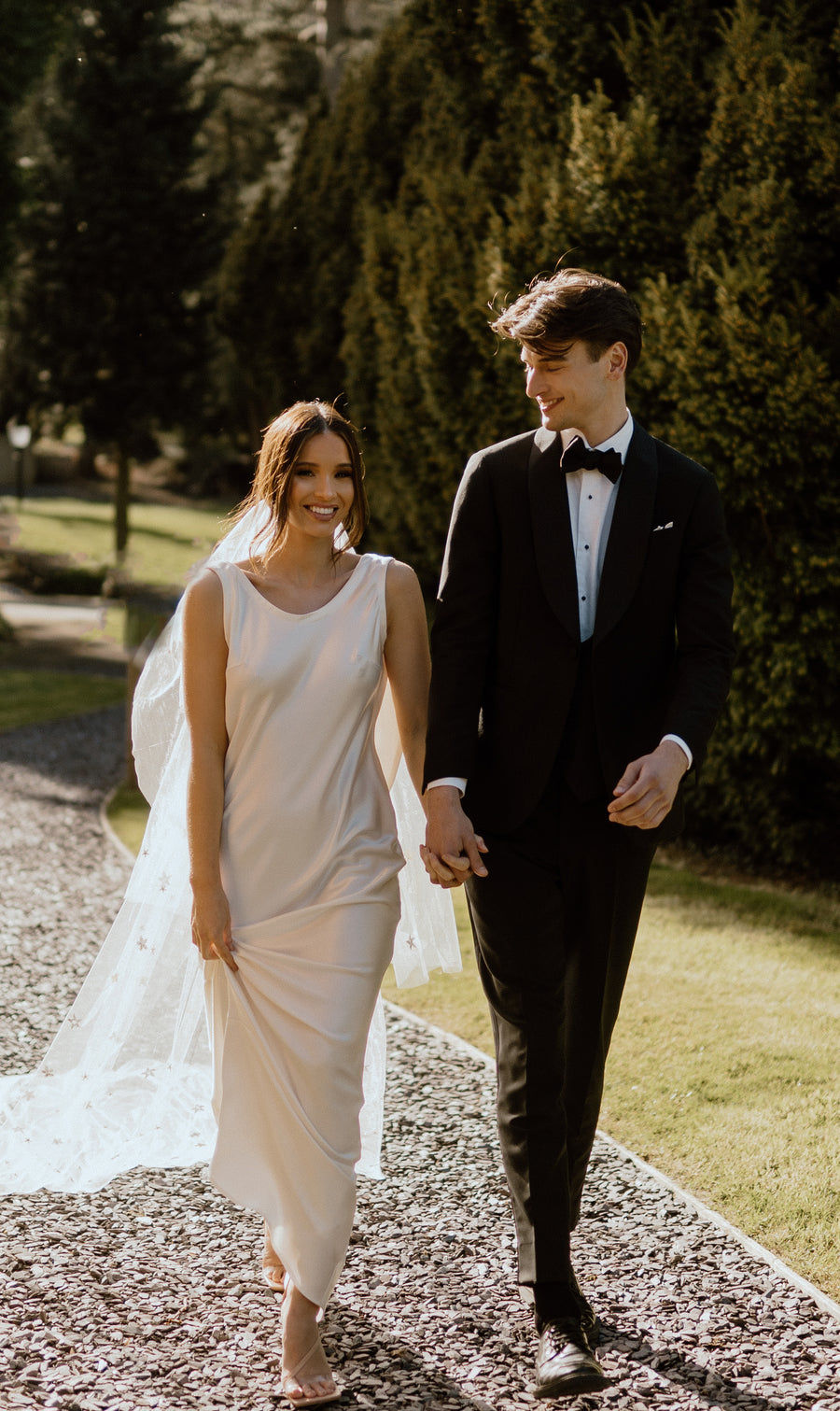 Ivory Satin Cowl Bridal Gown