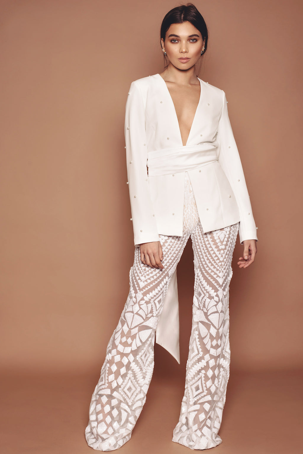 Ivory Sequin Trousers