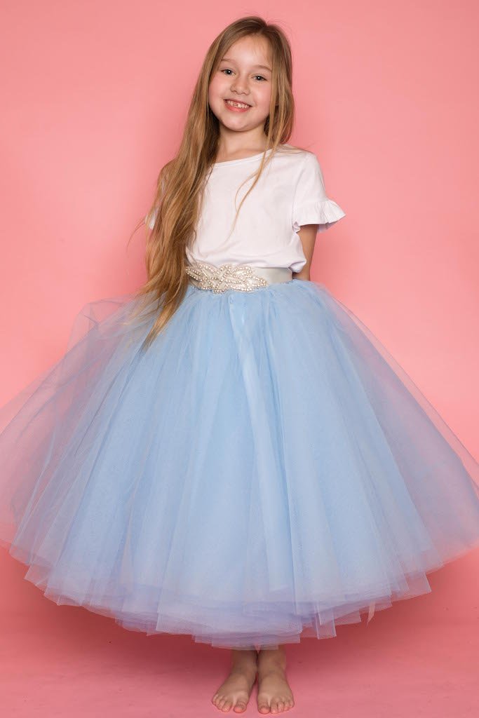 Arianna Baby Blue Layered Tulle Skirt