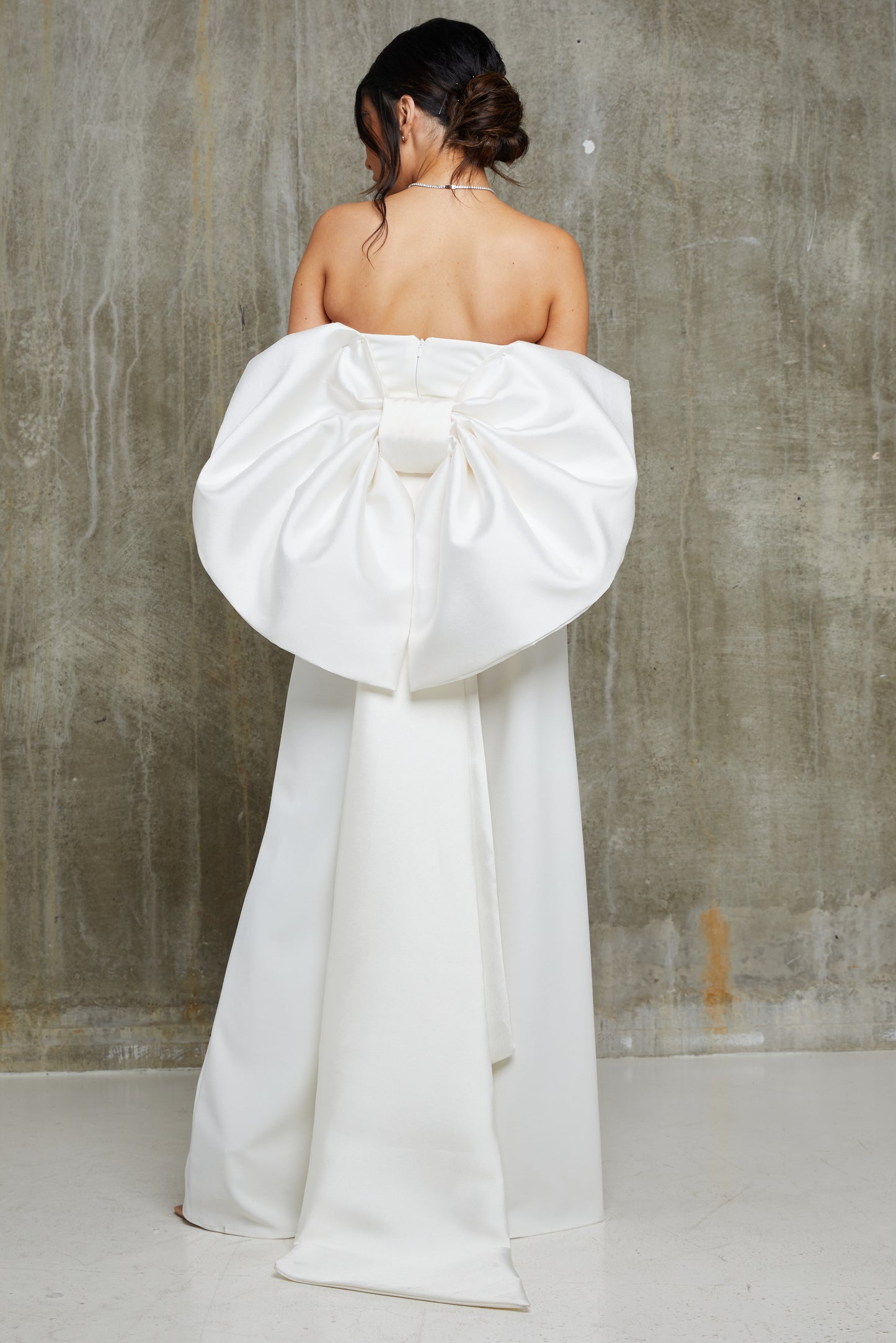 Bandeau Satin Bow Back Wide Leg Bridal Jumpsuit