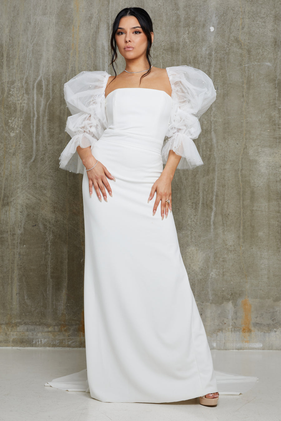 Pearl Beaded Dream Bandeau Bridal Dress