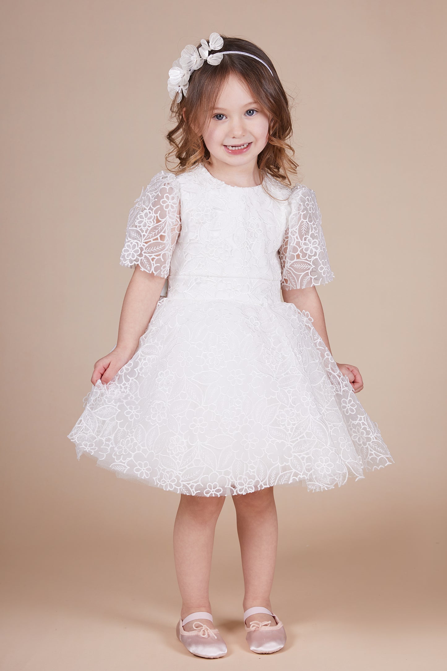 Sia White Cutwork Lace Mini Maid Dress