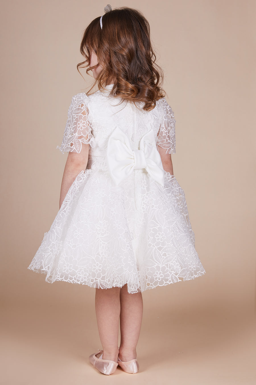 Sia White Cutwork Lace Mini Maid Dress