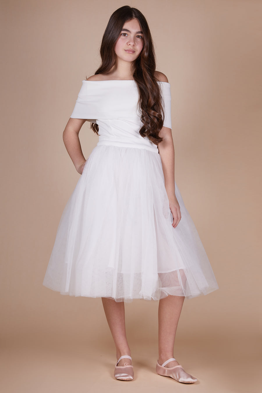 Holly Ivory Tulle Mini Maid Dress