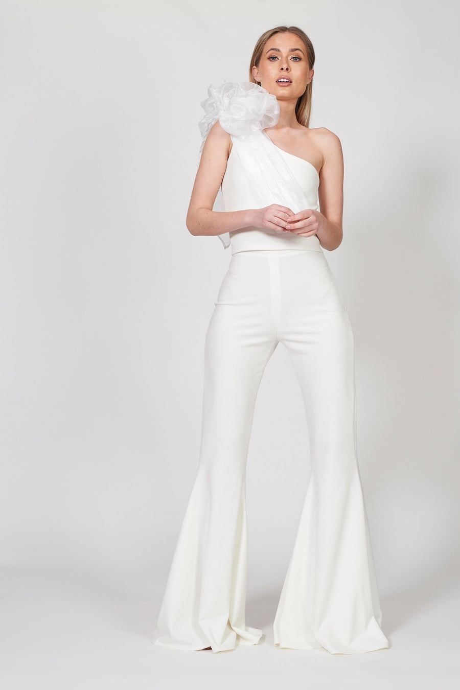 Ivory Organza Bow Jumpsuit