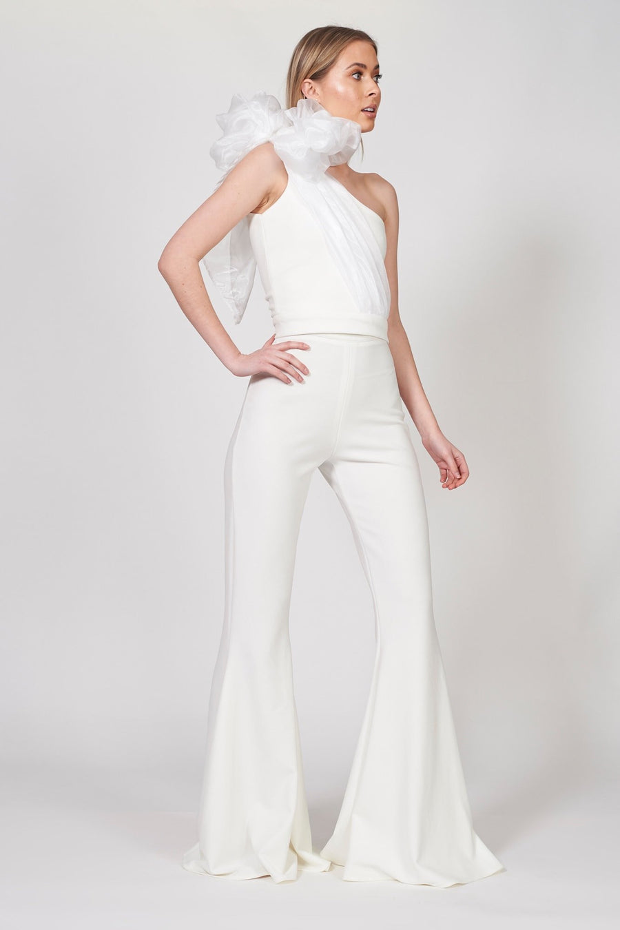 Ivory Organza Bow Jumpsuit